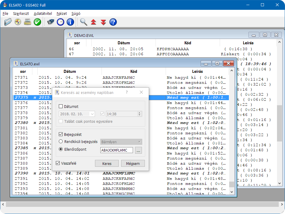 ELSATO őrjárat ellenőrző, kiértékelő program
